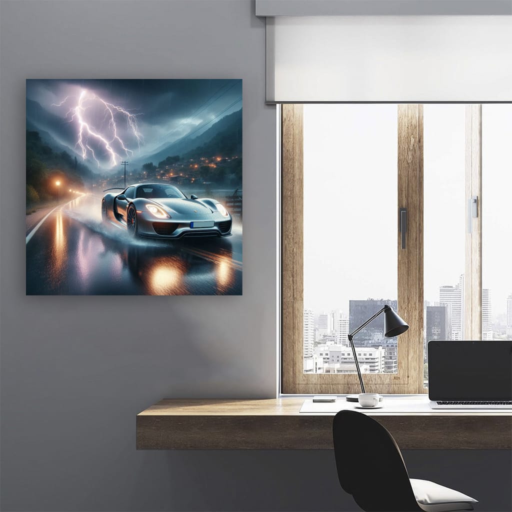 Porsche 918 Spyder in Thunderstorm - Electrifying Performance