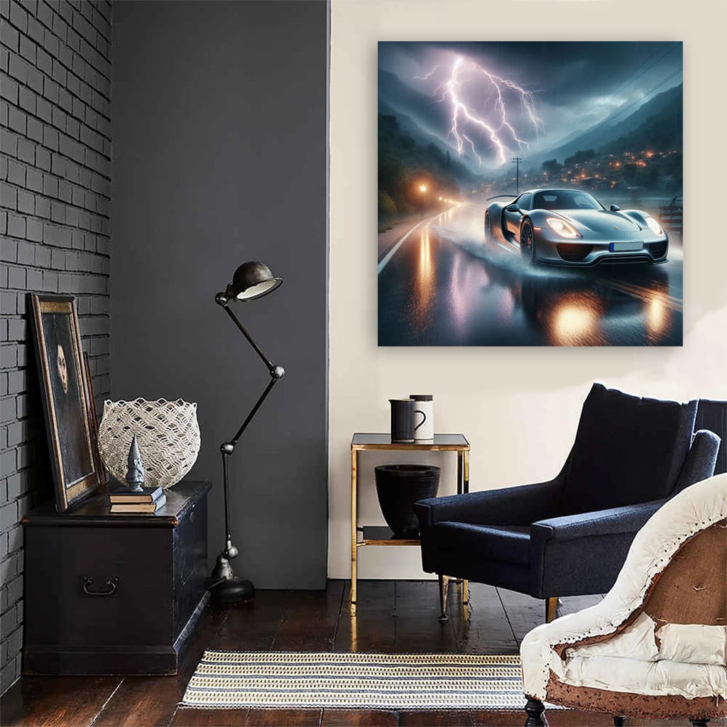 Porsche 918 Spyder in Thunderstorm - Electrifying Performance