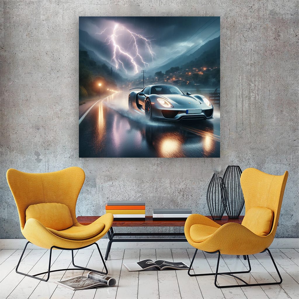 Porsche 918 Spyder in Thunderstorm - Electrifying Performance
