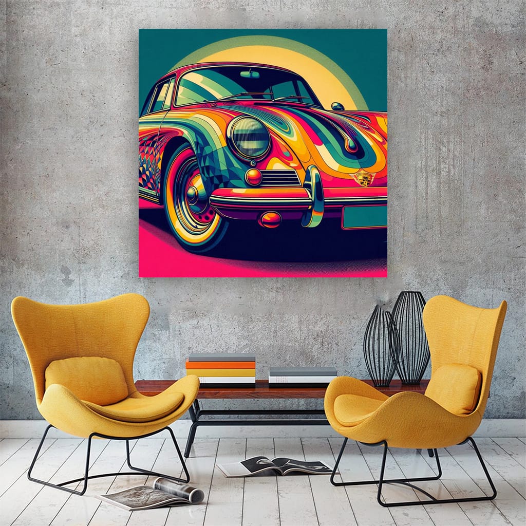 Porsche Old Retro Absctra Wall Art