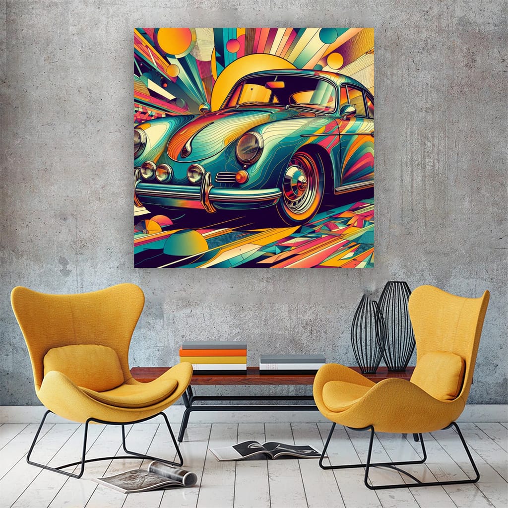 Porsche Old Retro Absctract Wall Art