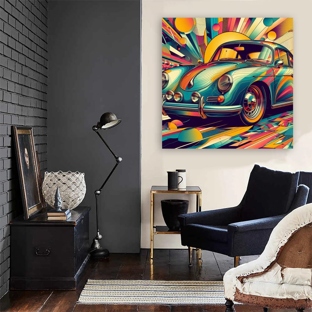 Porsche Old Retro Absctract Wall Art