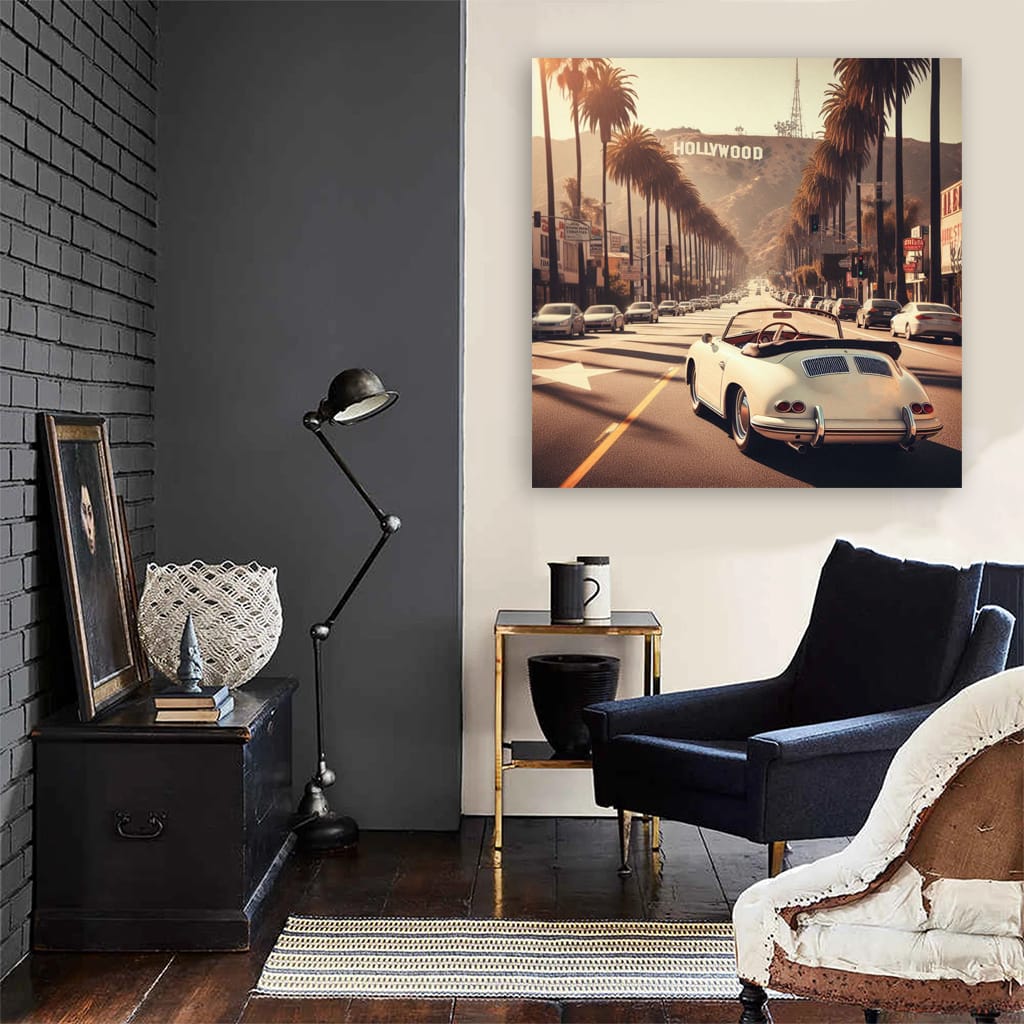 Porsche Old Retro Los Angel Wall Art