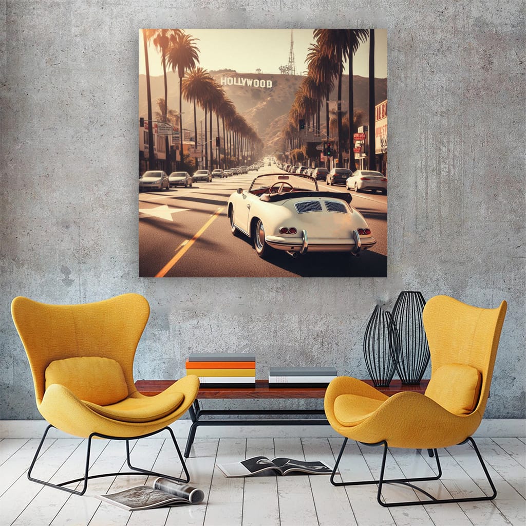 Porsche Old Retro Los Angel Wall Art