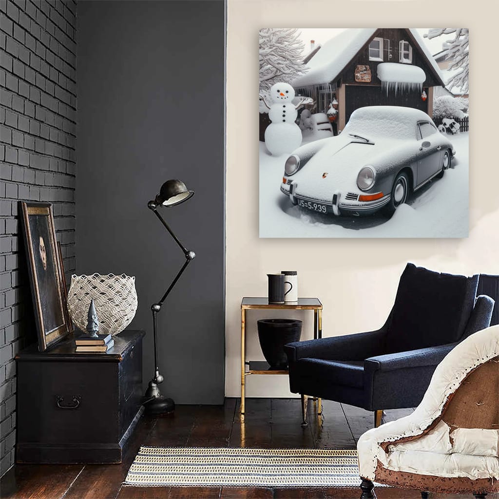 Vintage Porsche in Winter Wonderland - Classic Elegance