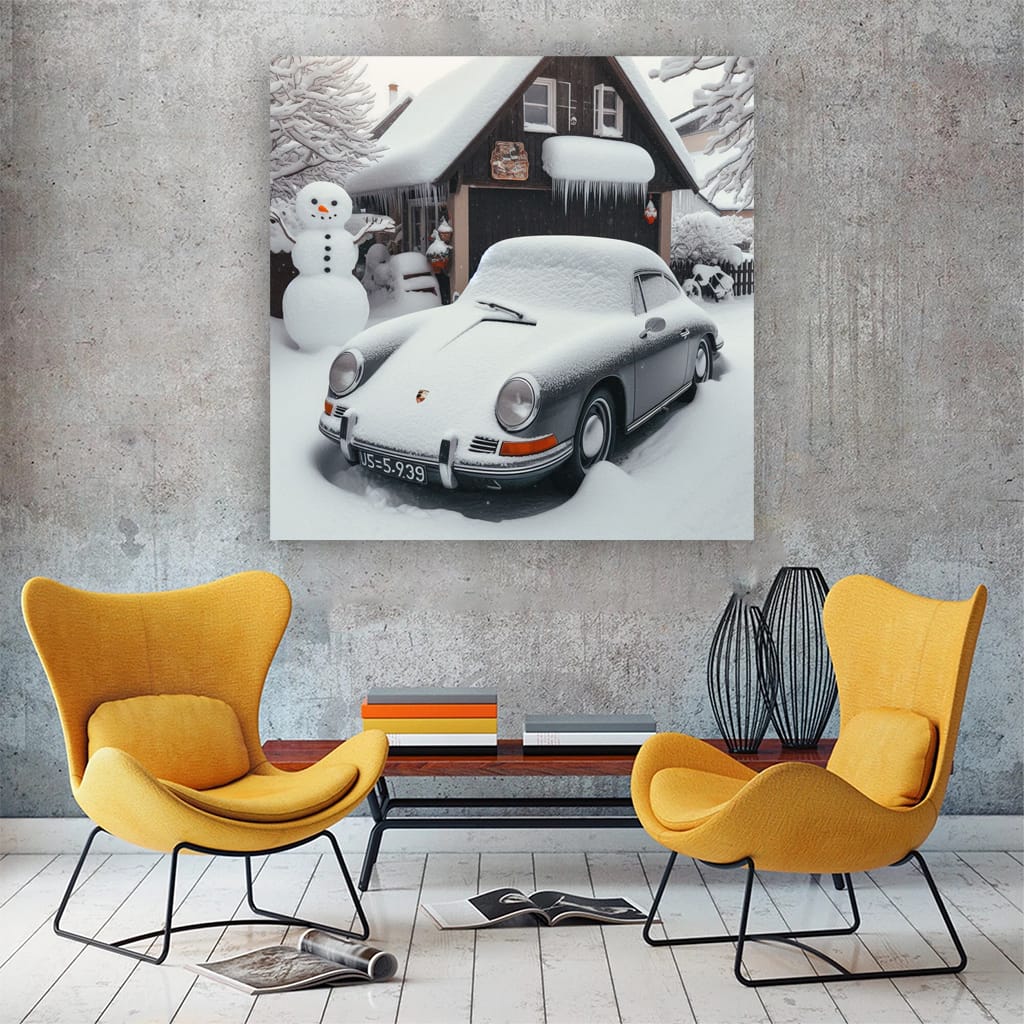 Porsche Old Winter Wall Art