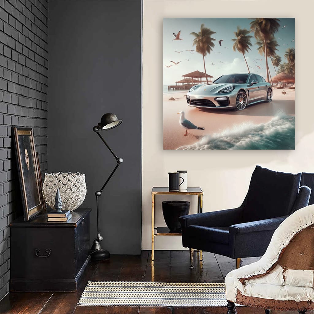 Porsche Panamera On Beach Wall Art