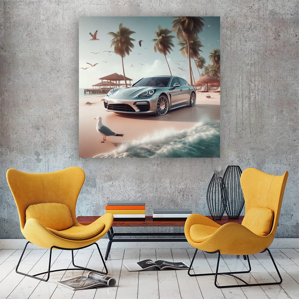 Porsche Panamera On Beach Wall Art