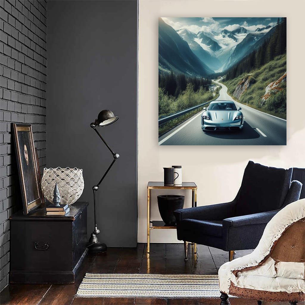 Porsche Taycan Mountain Wall Art