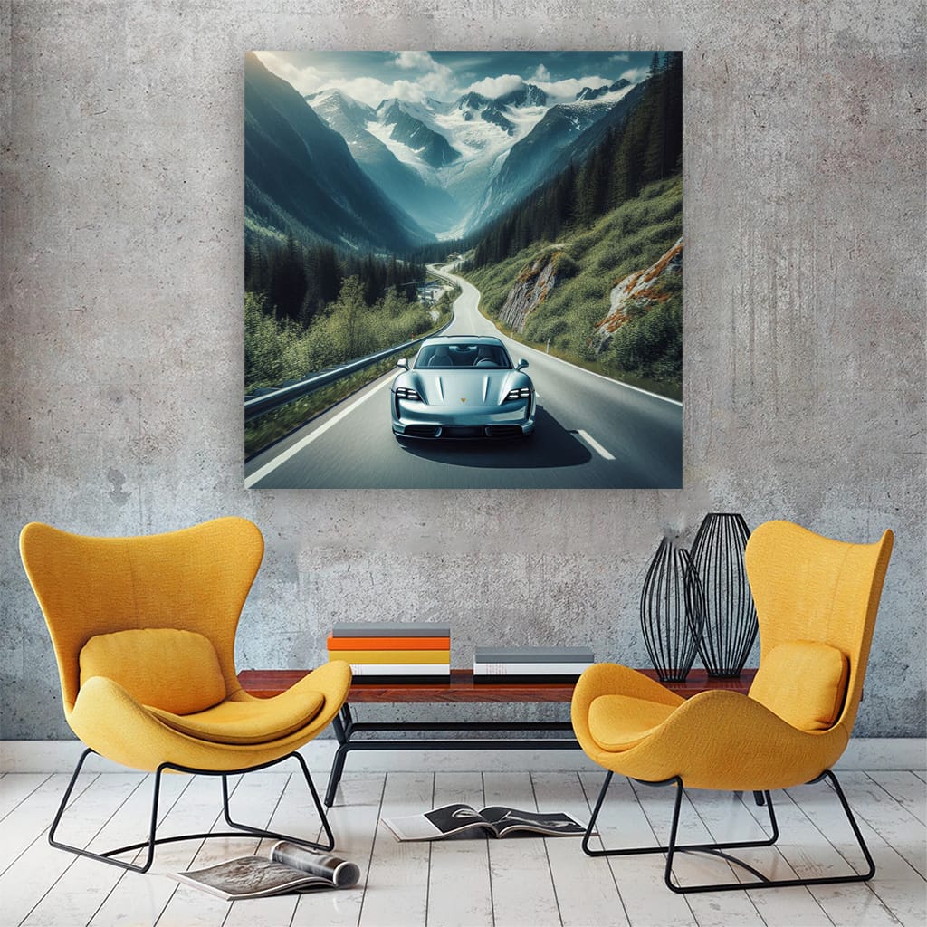 Porsche Taycan Mountain Wall Art