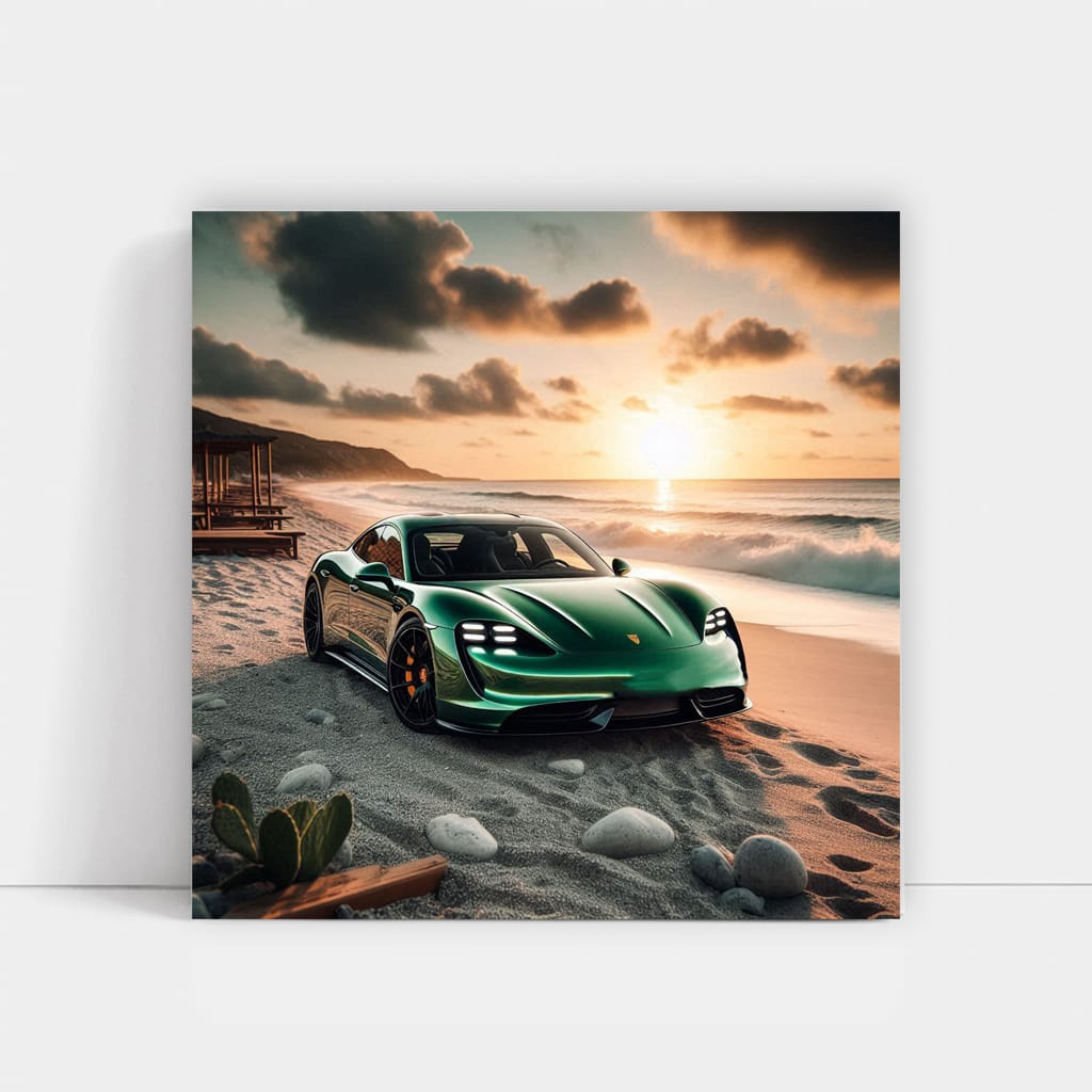 Porsche Taycan Turbo S on Beach - Electrifying Elegance