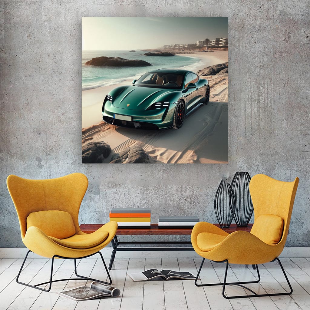 Porsche Taycan Turbo S on Beach - Electrifying Elegance