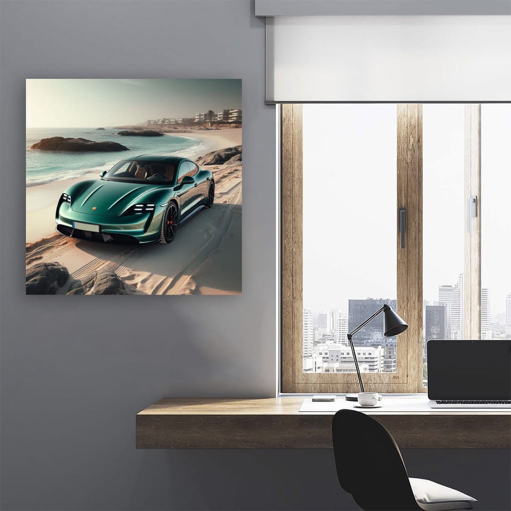 Porsche Taycan Turbo S on Beach - Electrifying Elegance