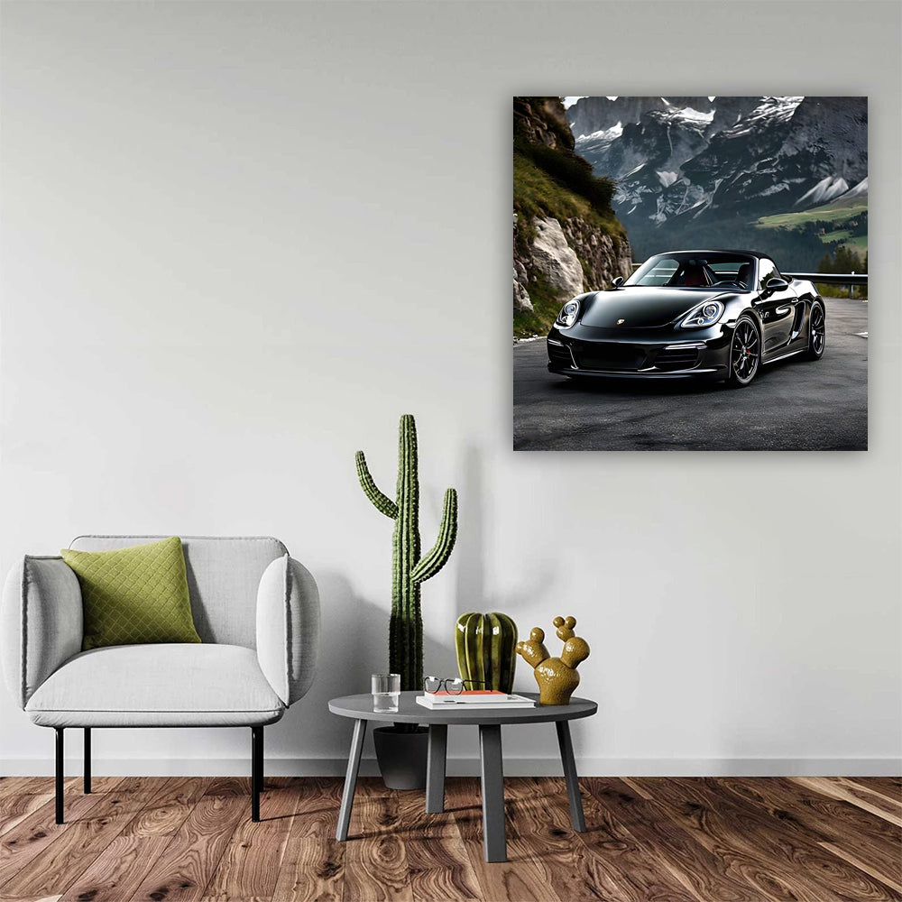 Black Porsche Boxster in Mountain - Power Meets Elegance