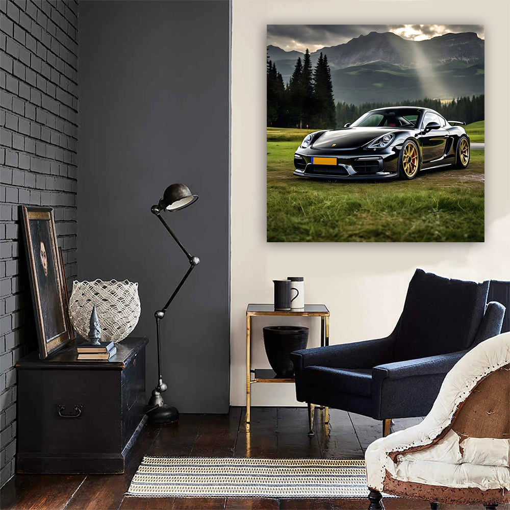 Black Porsche Cayman Roams Scenic National Park - Sporty Elegance