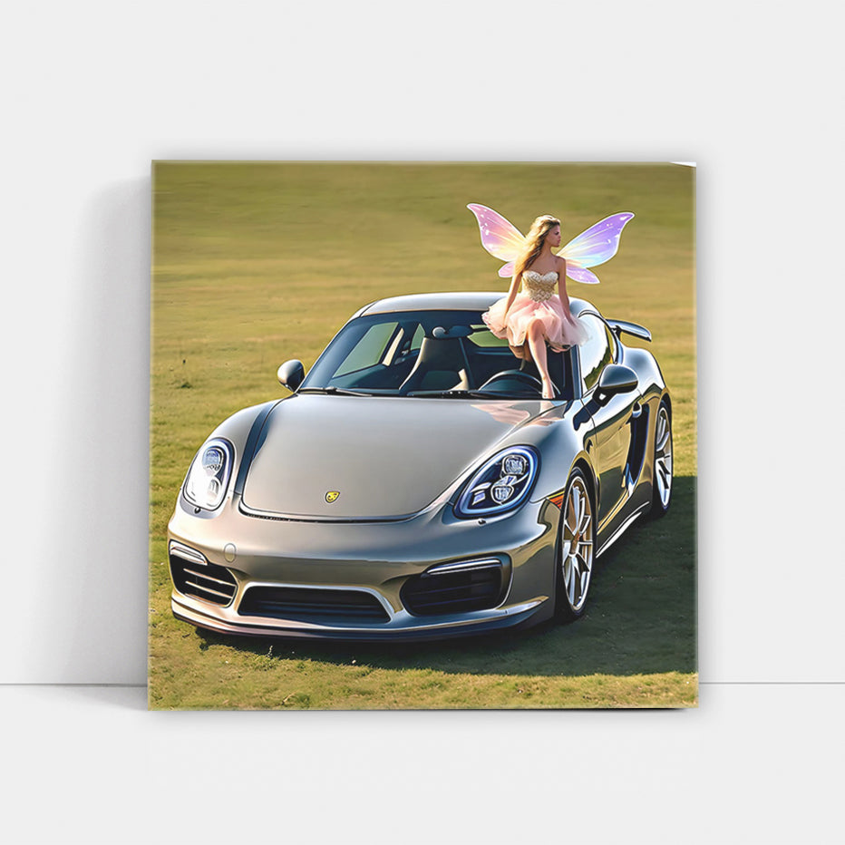 Gray Porsche Cayman on Fairy Background - Sleek and Sporty