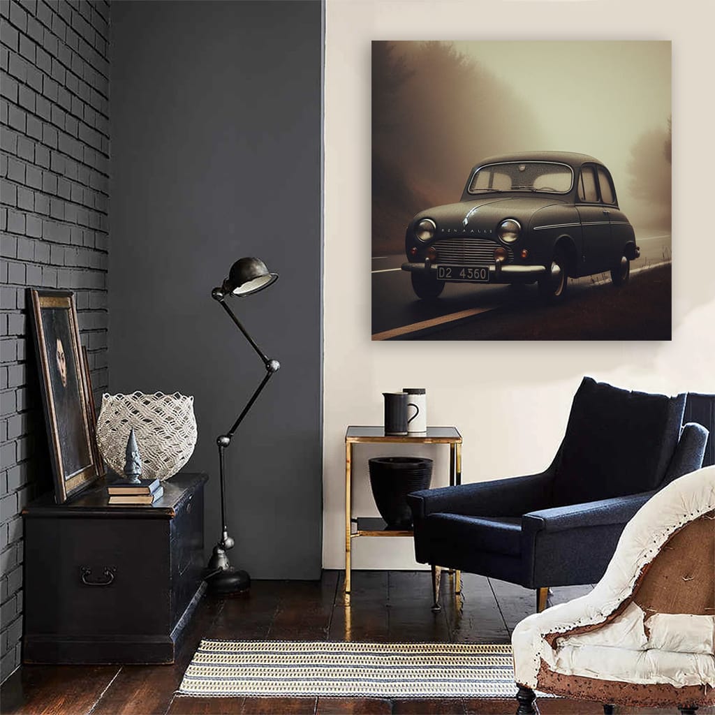 Classic Renault Vintage Foggy Scene - Timeless Elegance