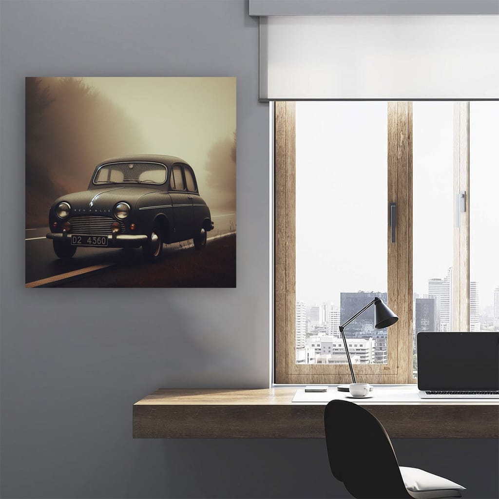 Classic Renault Vintage Foggy Scene - Timeless Elegance