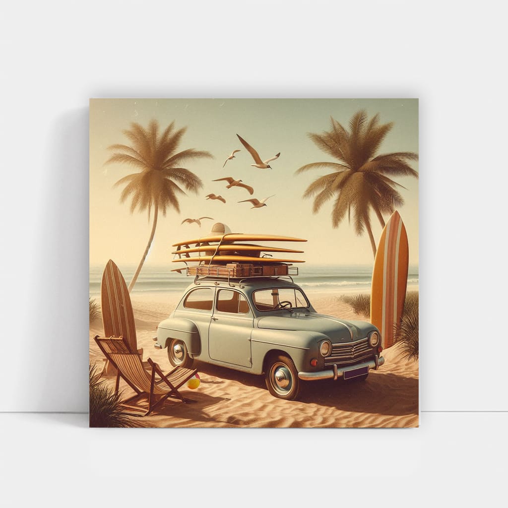 Vintage Renault on Beach - Nostalgic Charm of Past