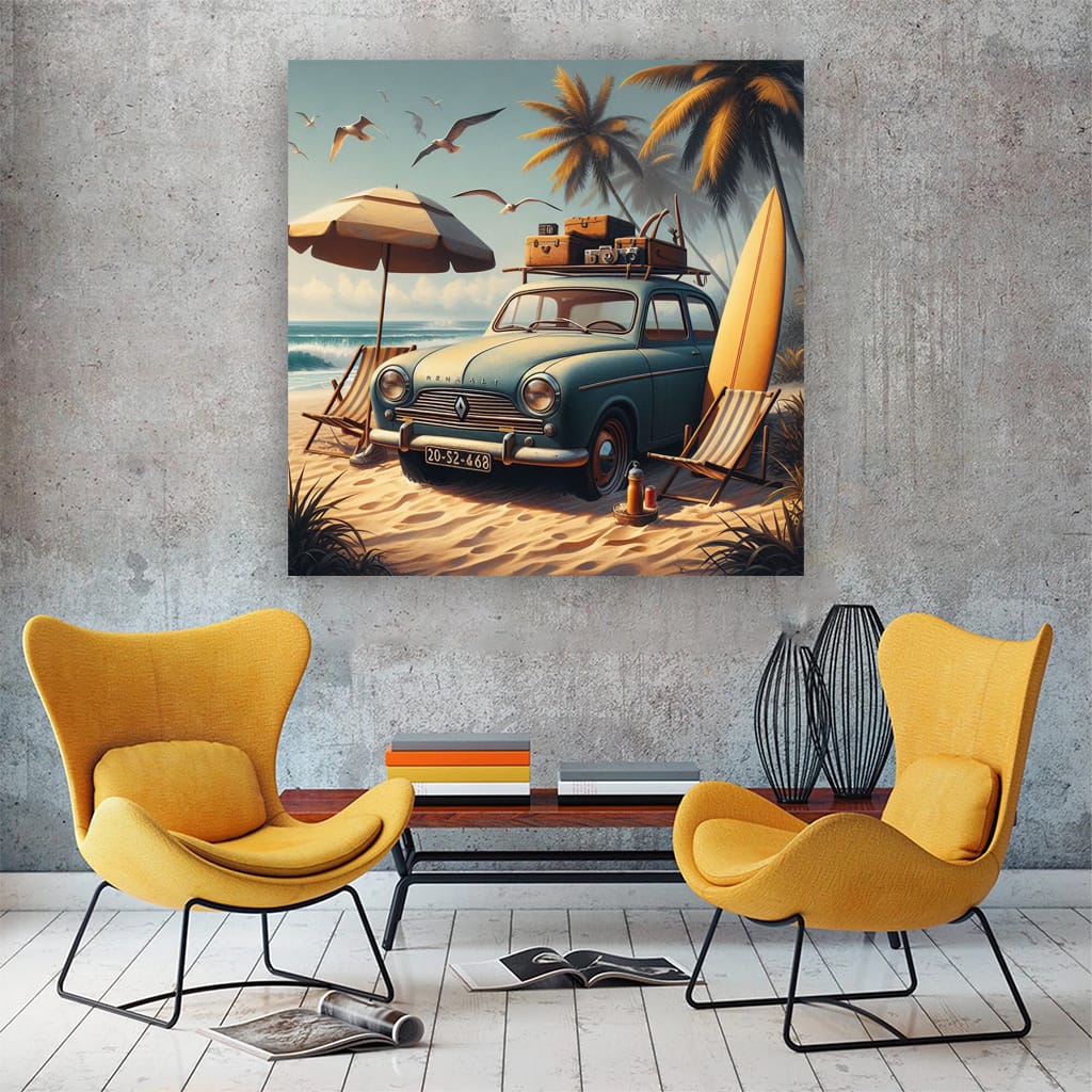 Renault Old On Beach Wall Art