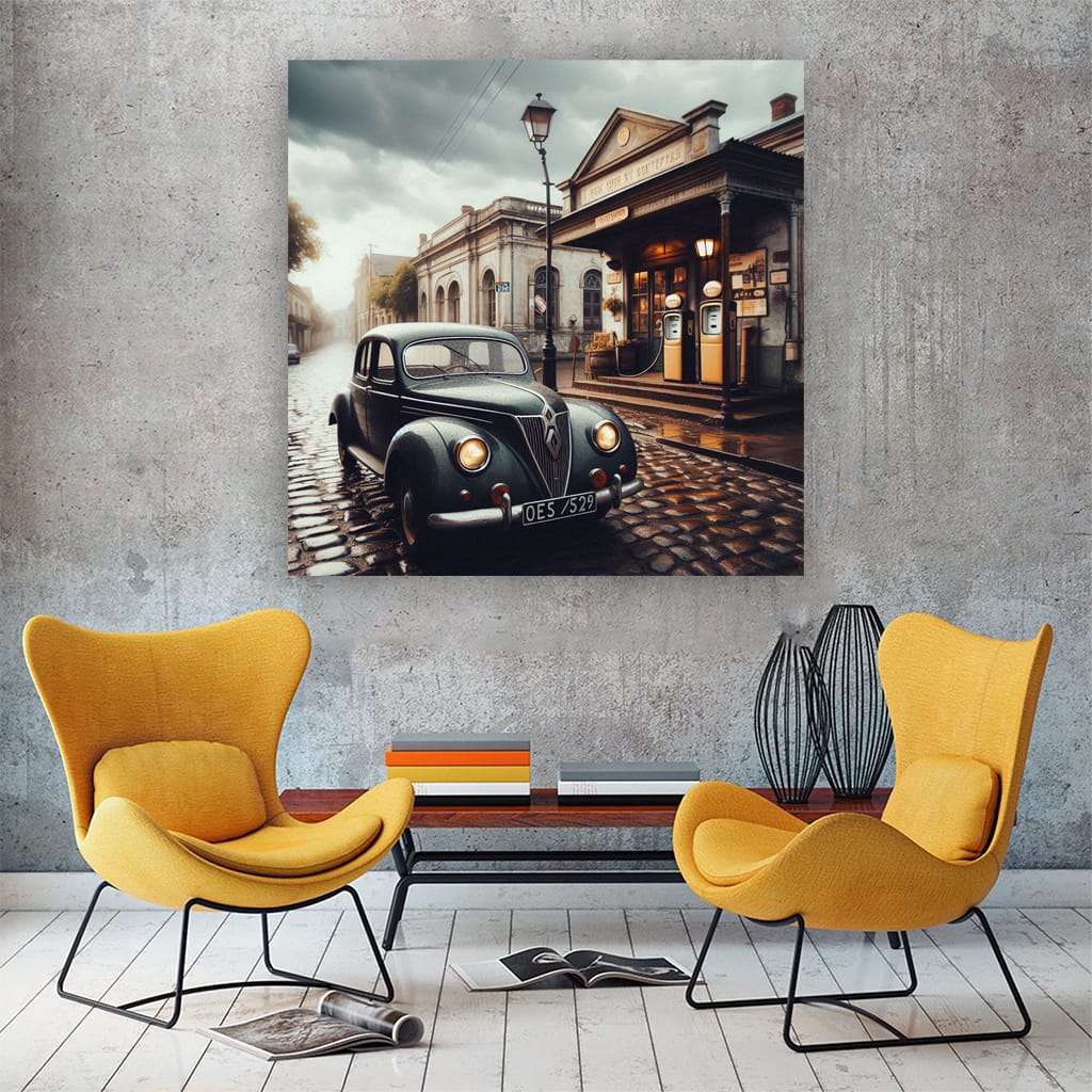 Renault Old Retro Cloudy Weath Wall Art