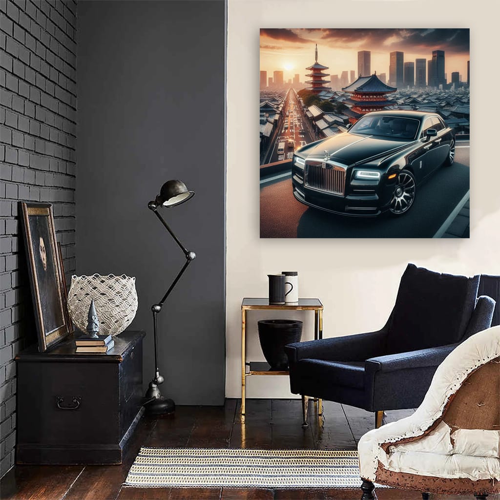 Rollsroyce Black In Tokyo Jap Wall Art