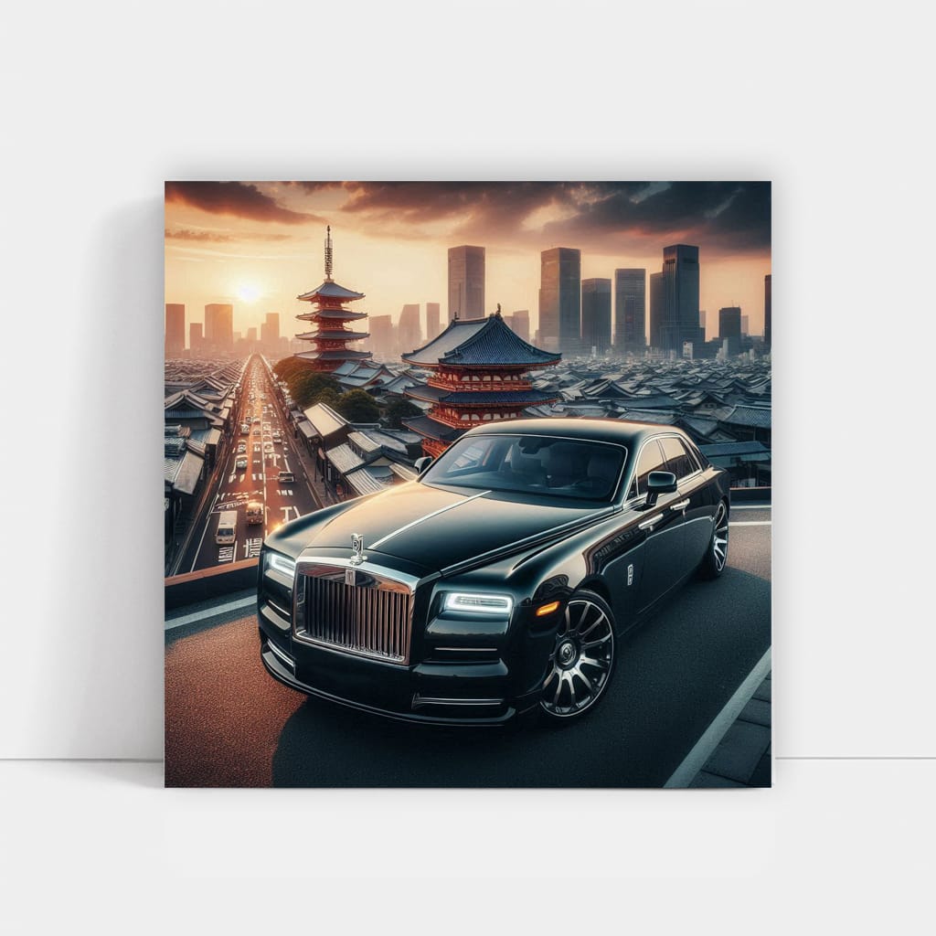 Rollsroyce Black In Tokyo Jap Wall Art