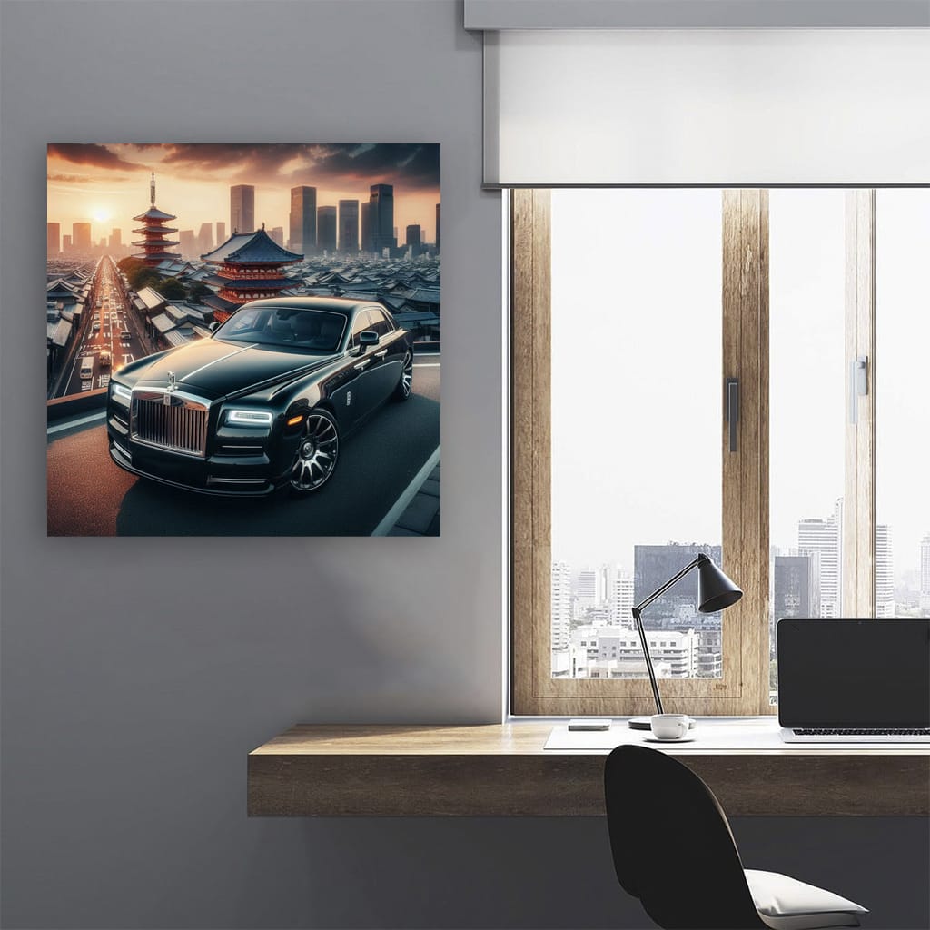 Rollsroyce Black In Tokyo Jap Wall Art