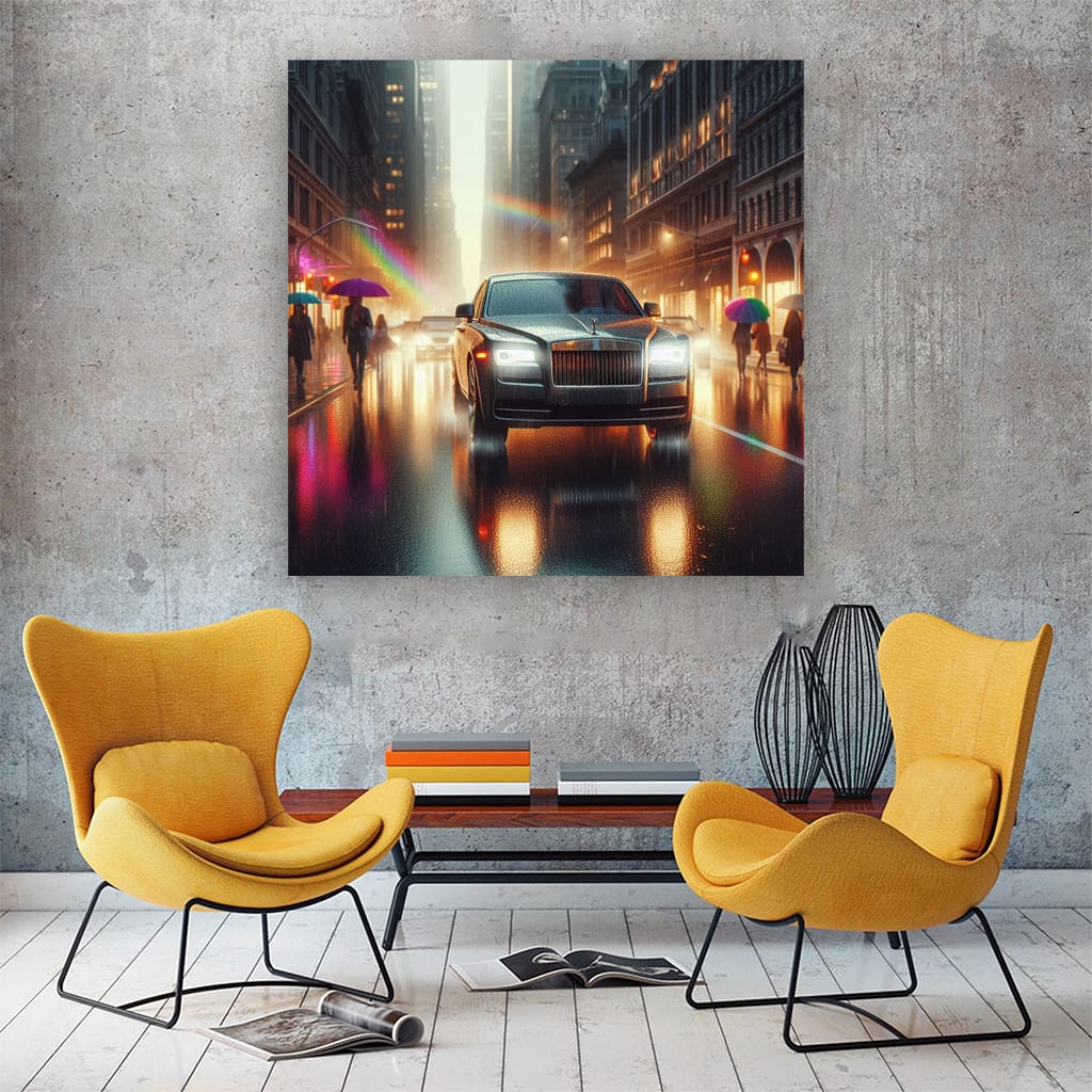 Rollsroyce Ghost Rainy Weather Wall Art