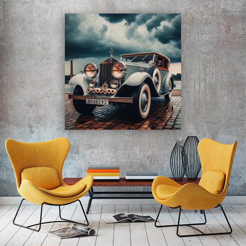 Vintage Rolls-Royce in Cloudy Skies - Timeless Elegance