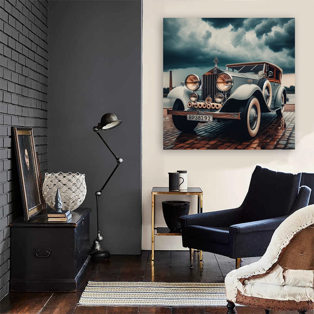 Rollsroyce Old Retro Cloudy Weather Wall Art