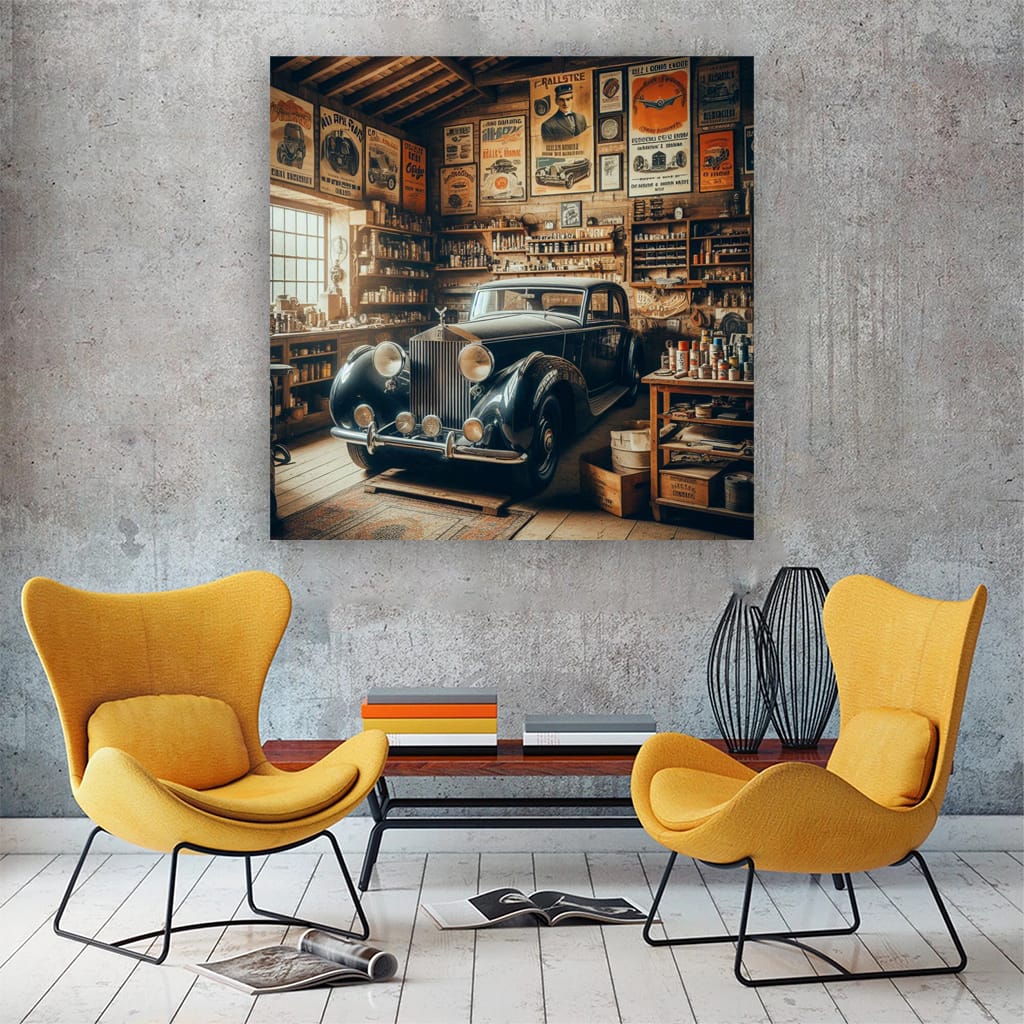 Rollsroyce Old Retro Gara Wall Art