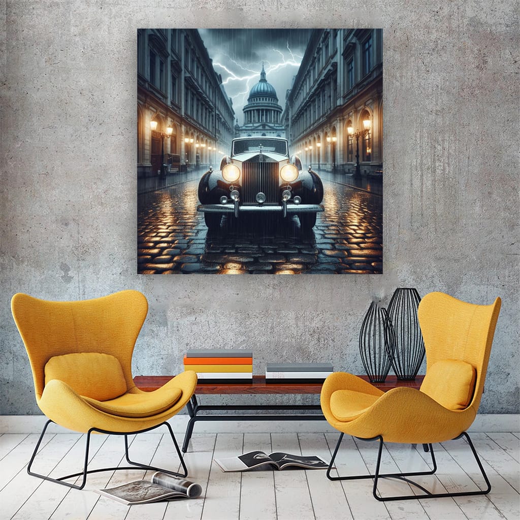 Rollsroyce Old Retro Thunderstorm Wall Art