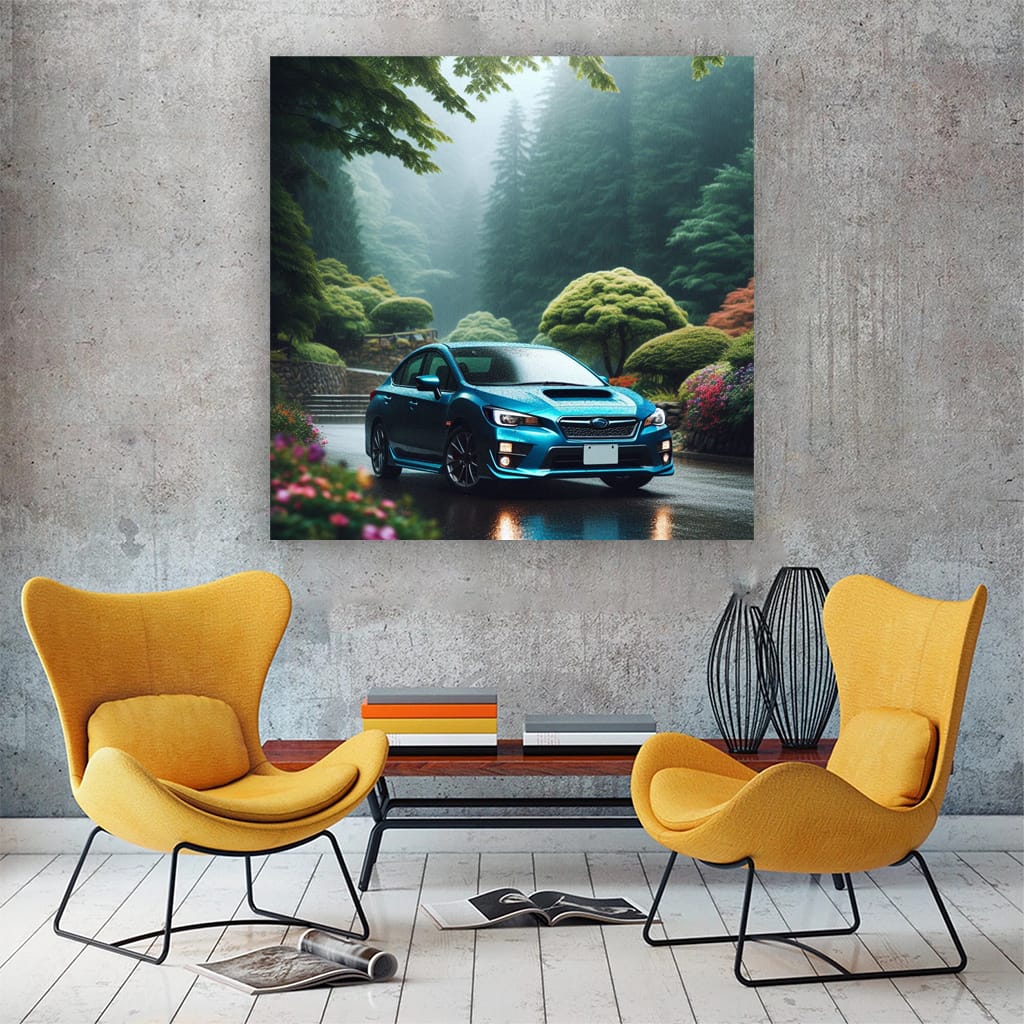 Subaru Impreza Rainy Weath Wall Art