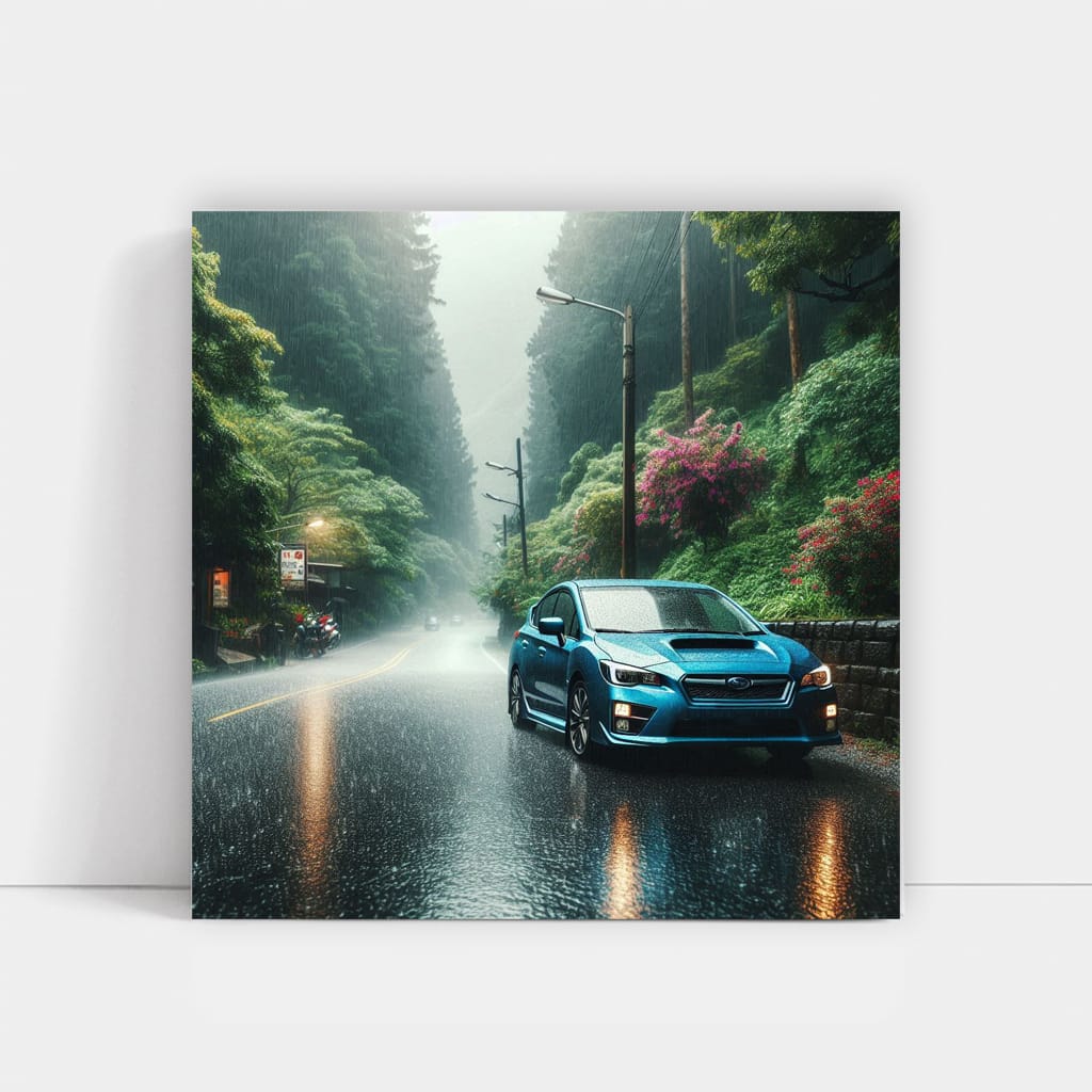 Subaru Impreza Rainy Weather Wall Art