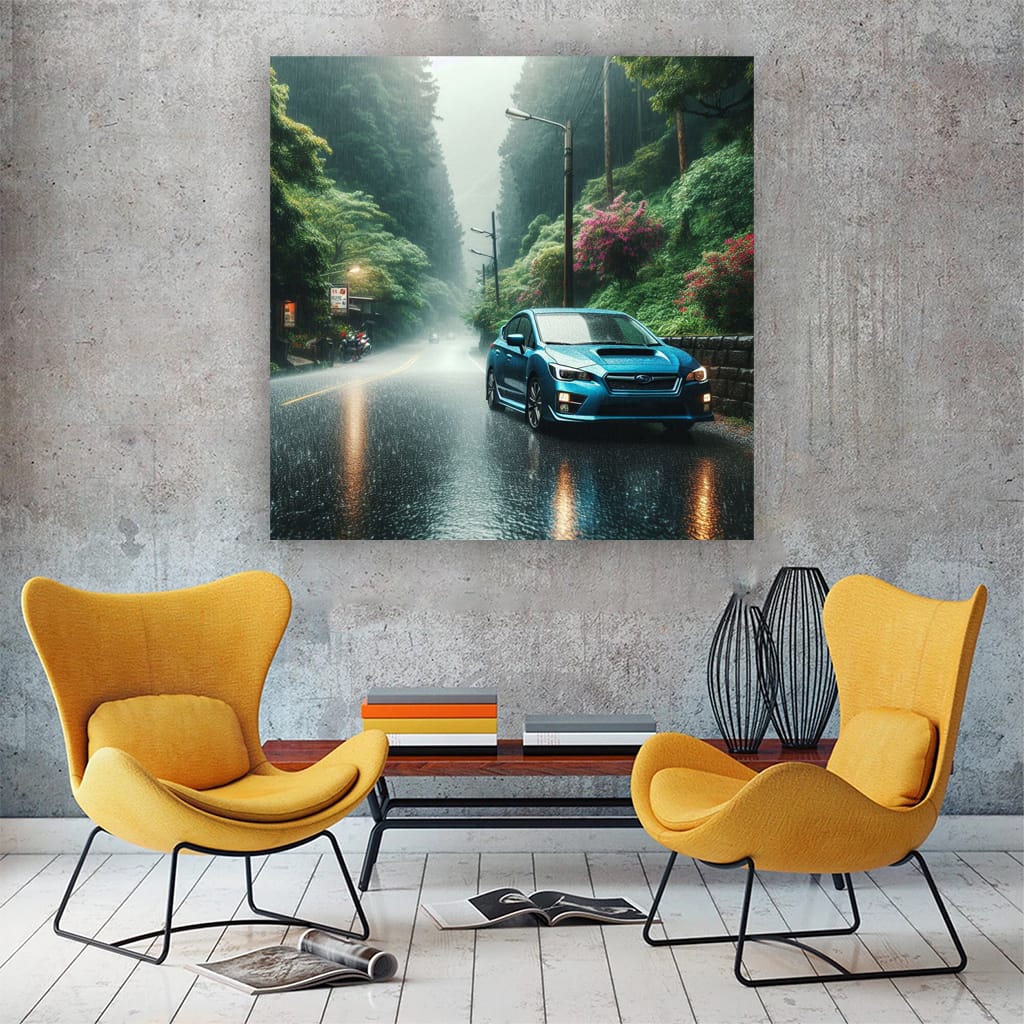 Subaru Impreza Rainy Weather Wall Art