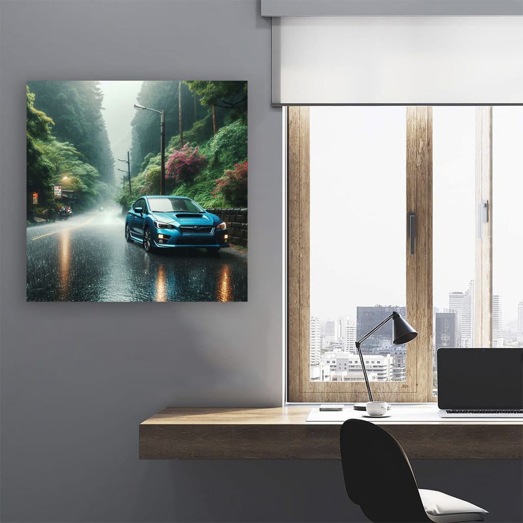 Subaru Impreza Rainy Weather Wall Art