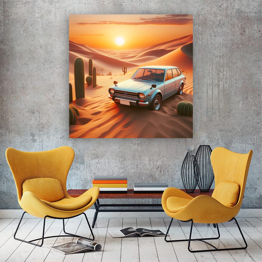 Subaru Old Retro Dese Wall Art