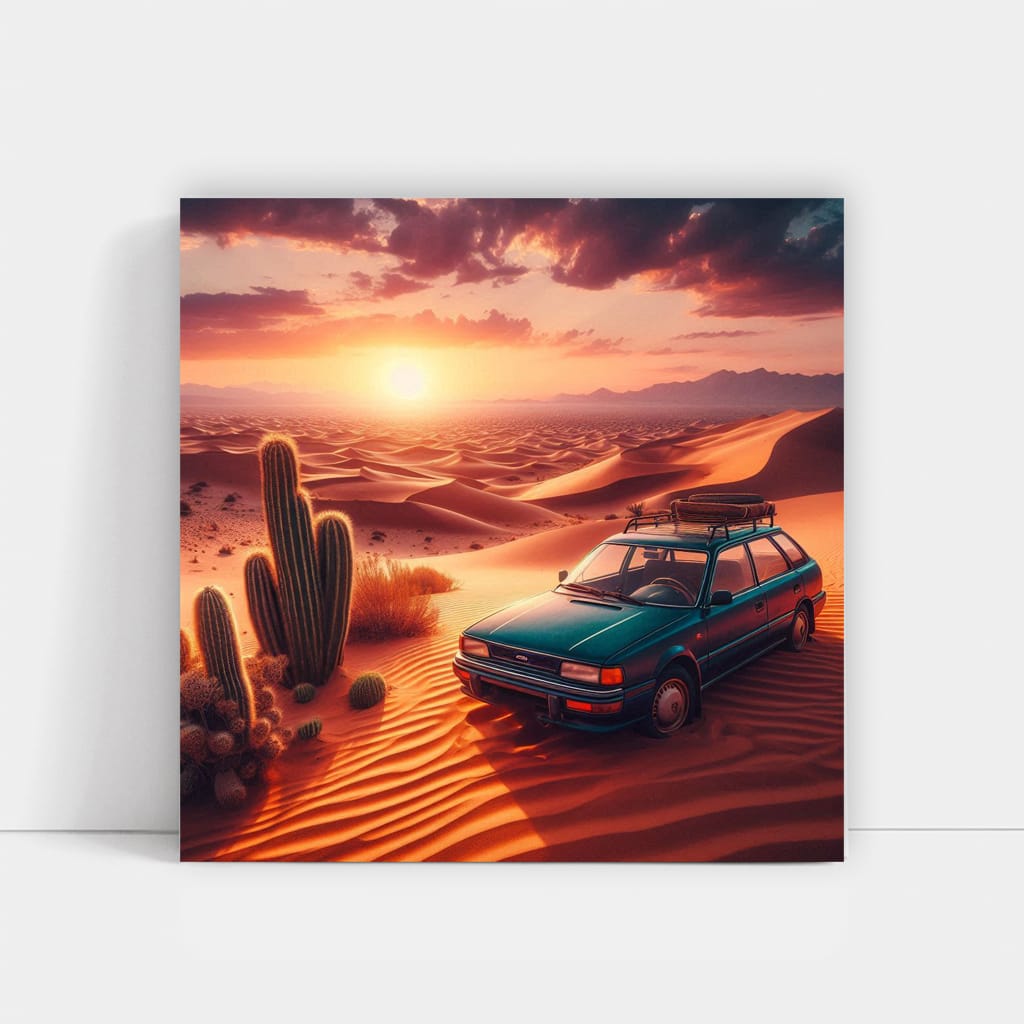 Subaru Old Retro Desert Wall Art