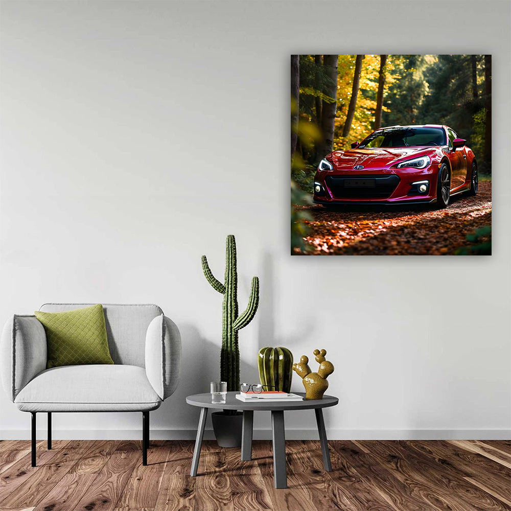 Burgundy Subaru BRZ & Toyota 86 in Forest - Sporty Elegance