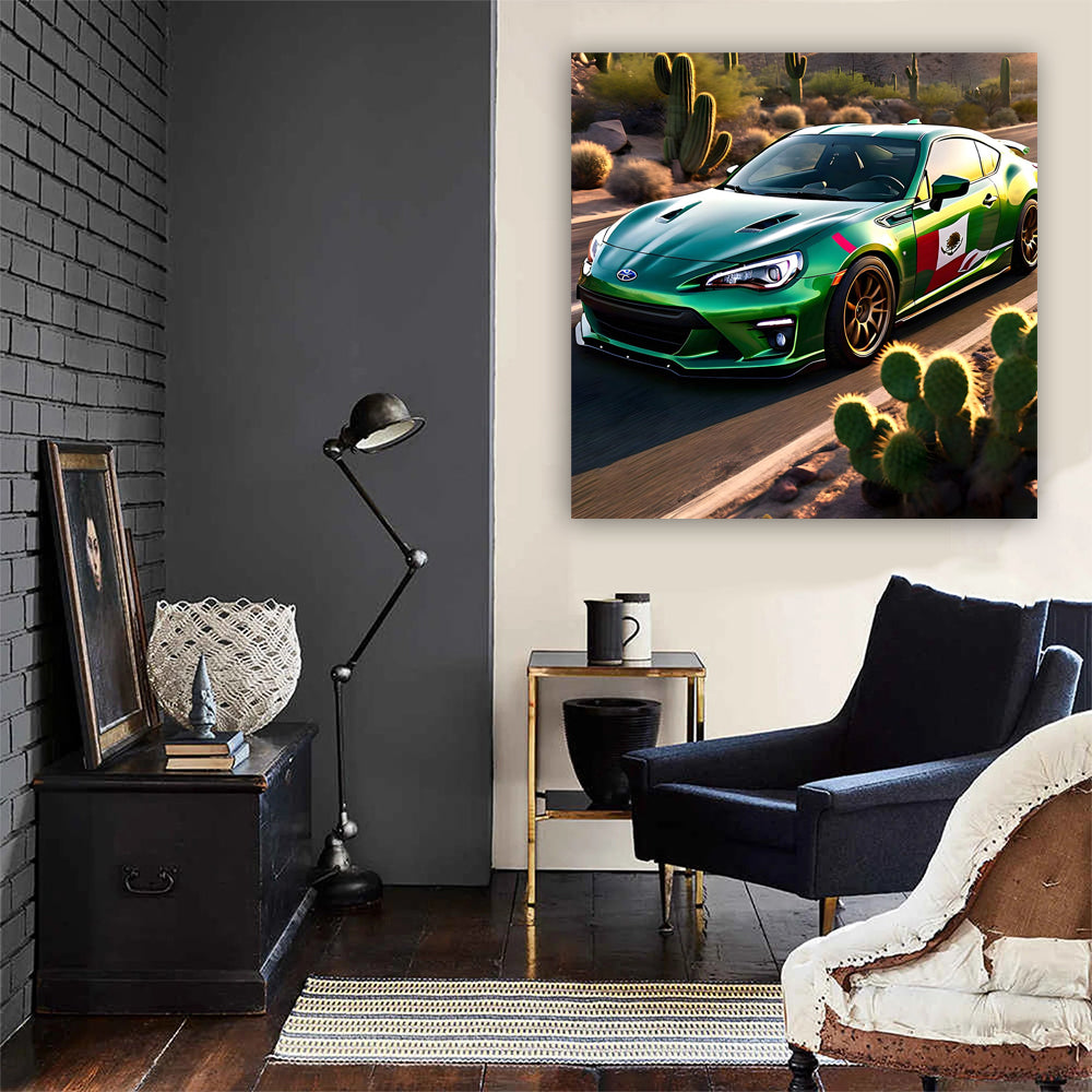Green Subaru BRZ & Toyota 86 with Mexican Flag - Sporty Duo