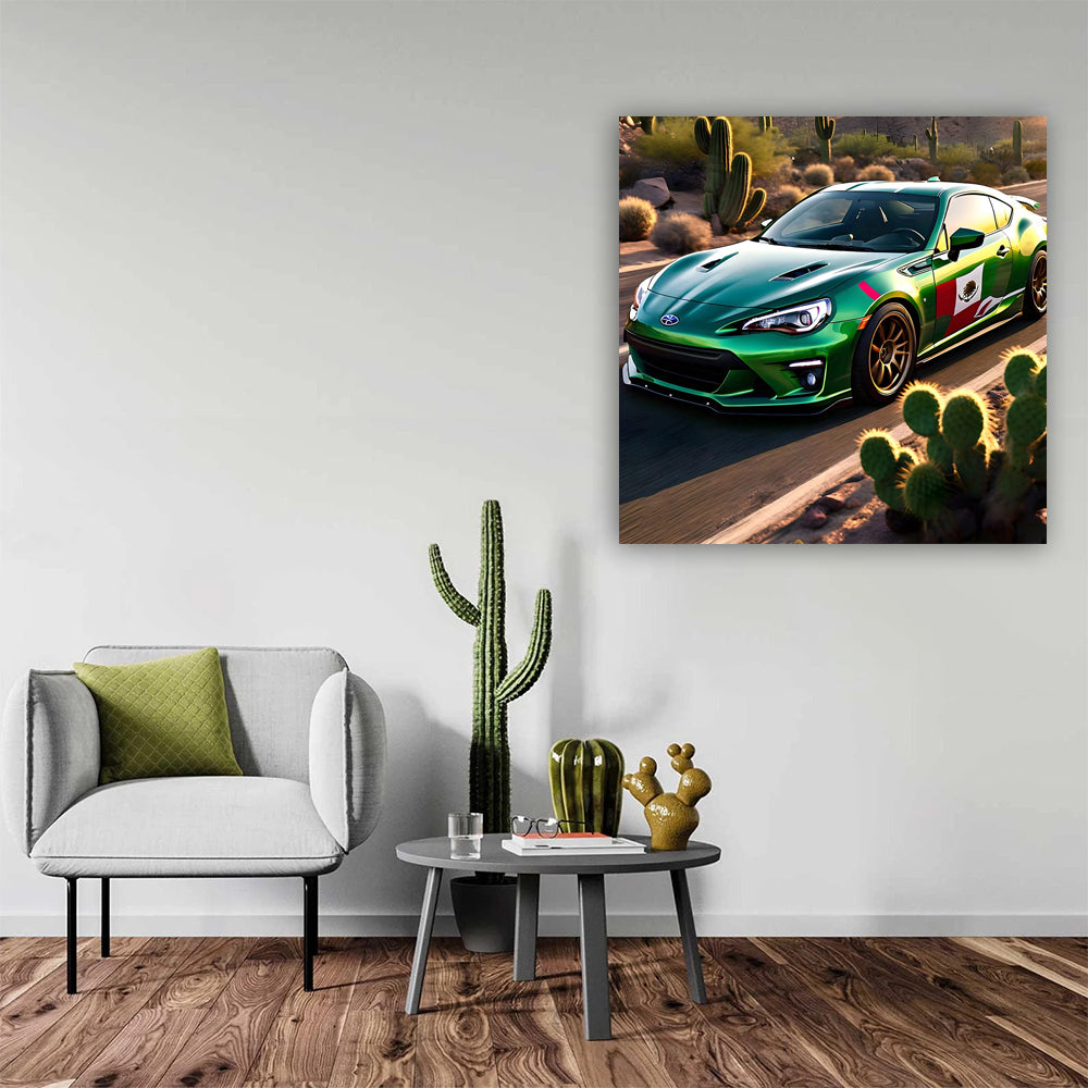 Green Subaru BRZ & Toyota 86 with Mexican Flag - Sporty Duo