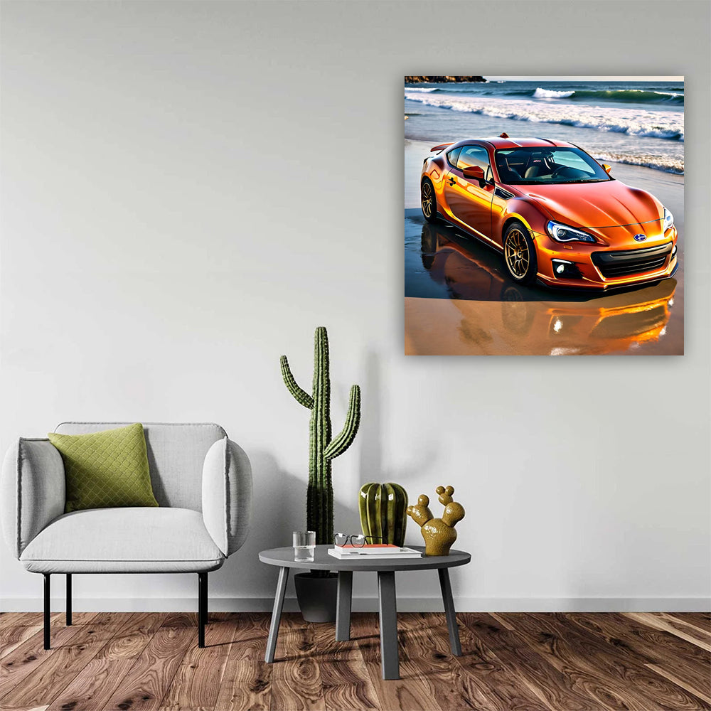 Vibrant Orange Subaru BRZ Toyota 86 on Beach - Fun & Sporty