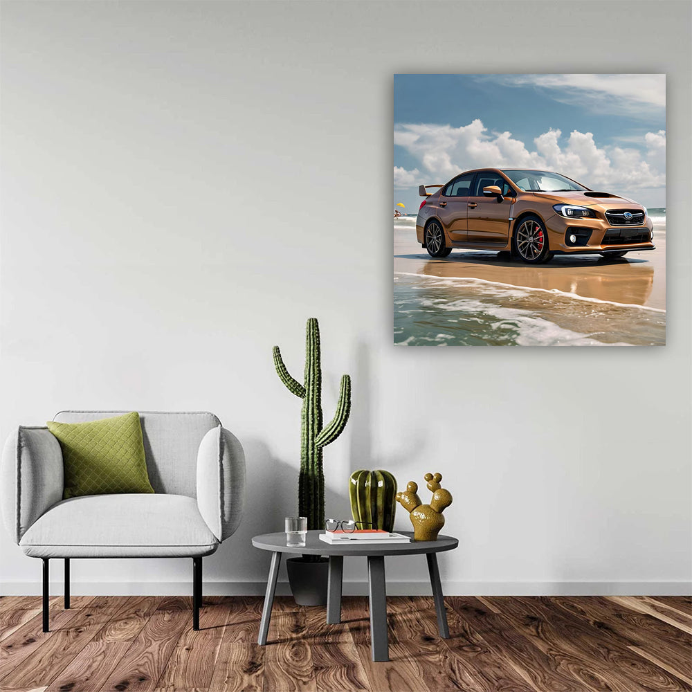 Subaru WRX Brown on Beach: Adventure Ready Performance
