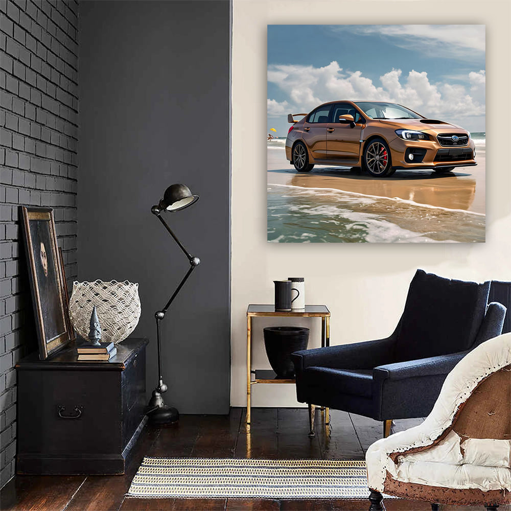 Subaru WRX Brown on Beach: Adventure Ready Performance