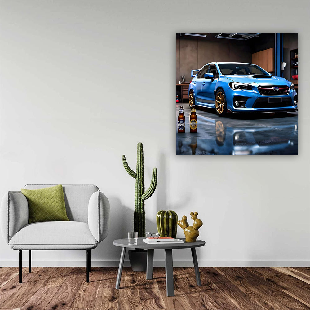 Subaru WRX STI Blue with Beer - Speed and Power Unleashed