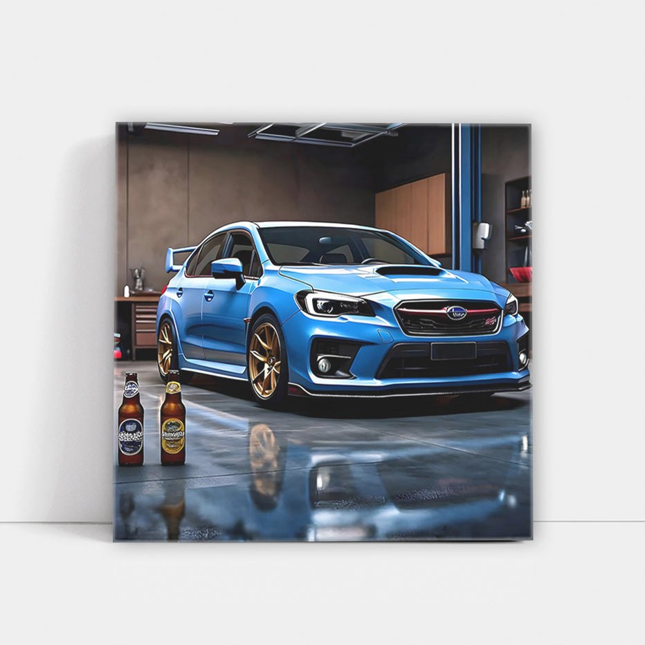 Subaru WRX STI Blue with Beer - Speed and Power Unleashed