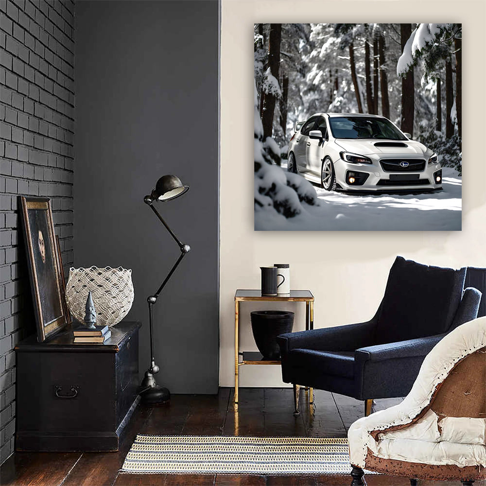 White Subaru WRX STI Roaring Through Forest - Speed and Power
