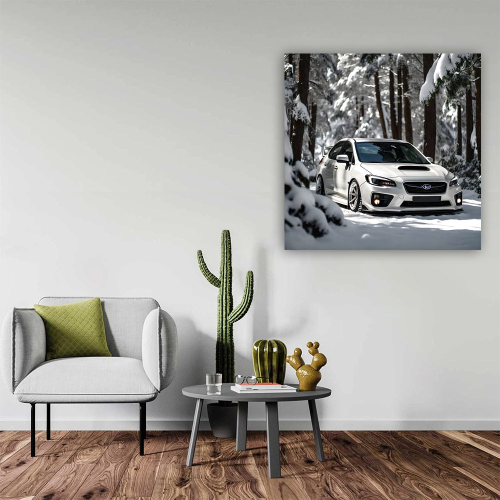 White Subaru WRX STI Roaring Through Forest - Speed and Power