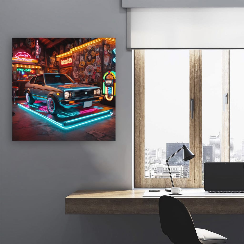 Retro Neon Suzuki: Classic Vibes, Timeless Style